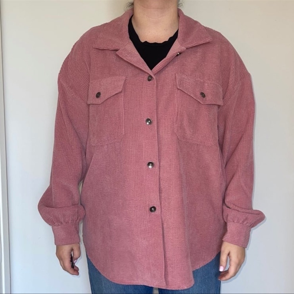 Oversized Button Down Shacket Shirt